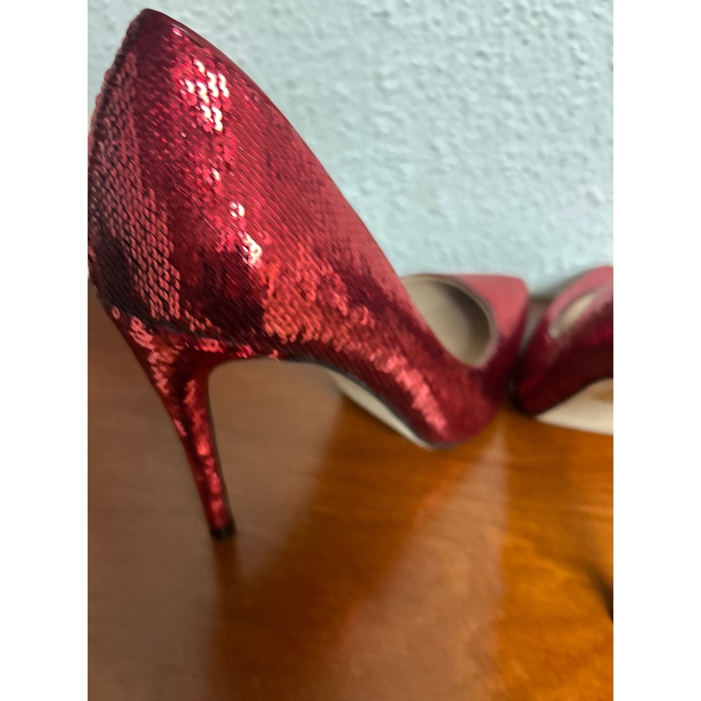Aldo Stessy Red Sequin Pointed Toe Stiletto Pumps Womens 8 - Picture 9 of 12